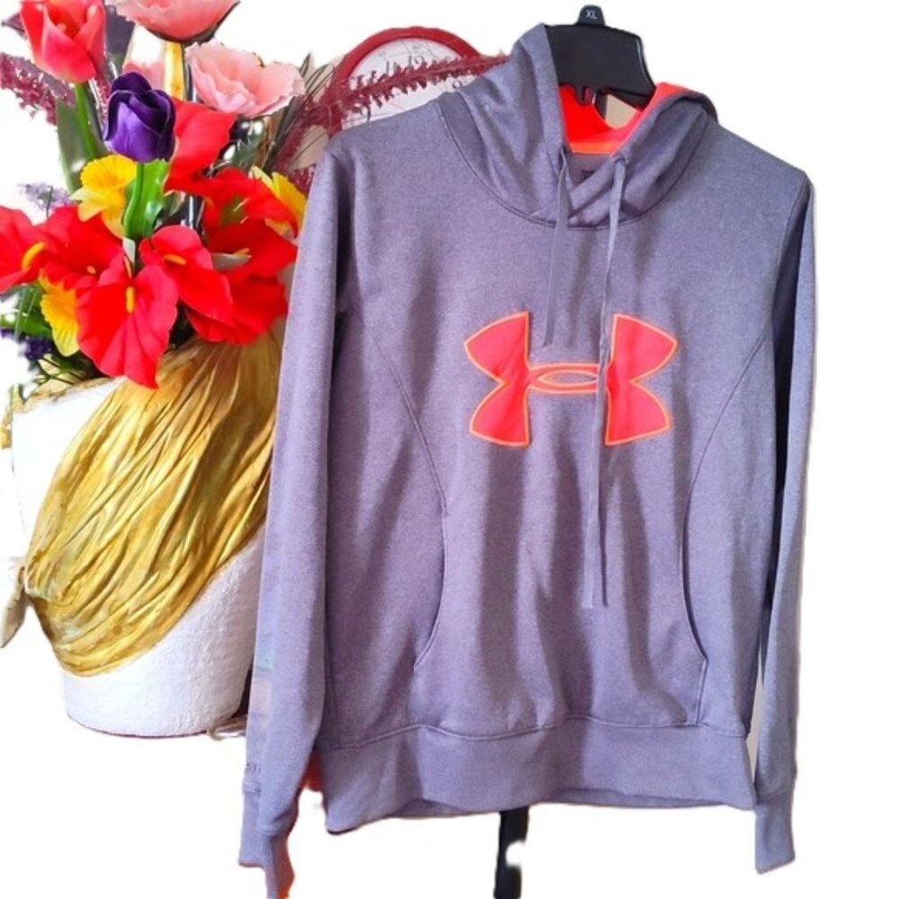 Under Armour Storm Women Hoodie Sweater Gray and Grapefruit Medium